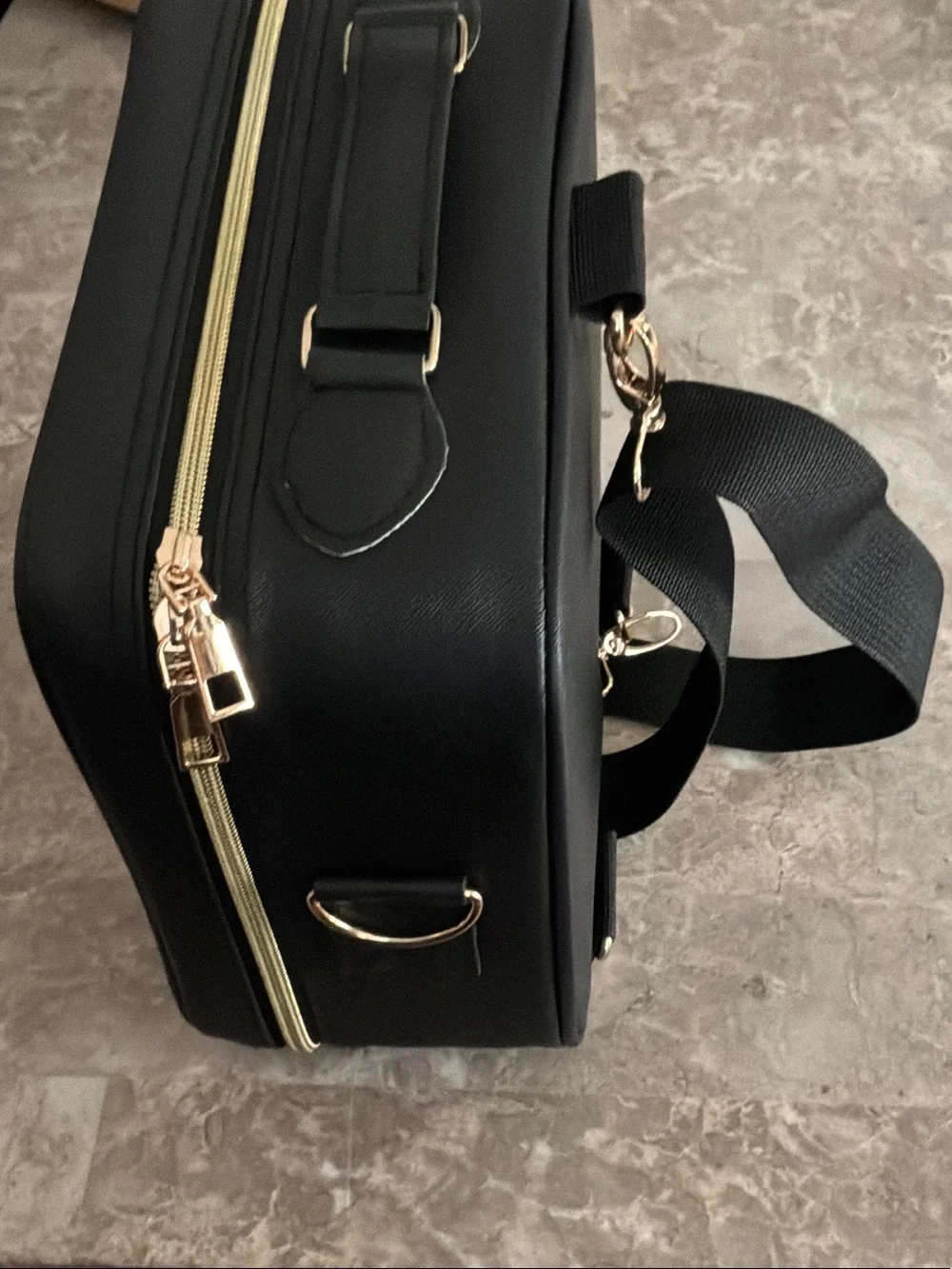 Black Crossbody Travel Cosmetics Jewelry Box Style Bag